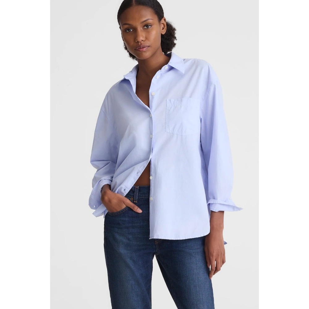 Madewell Oversized Button Down Shirt‎ Blue Cotton Coastal NWT Large
